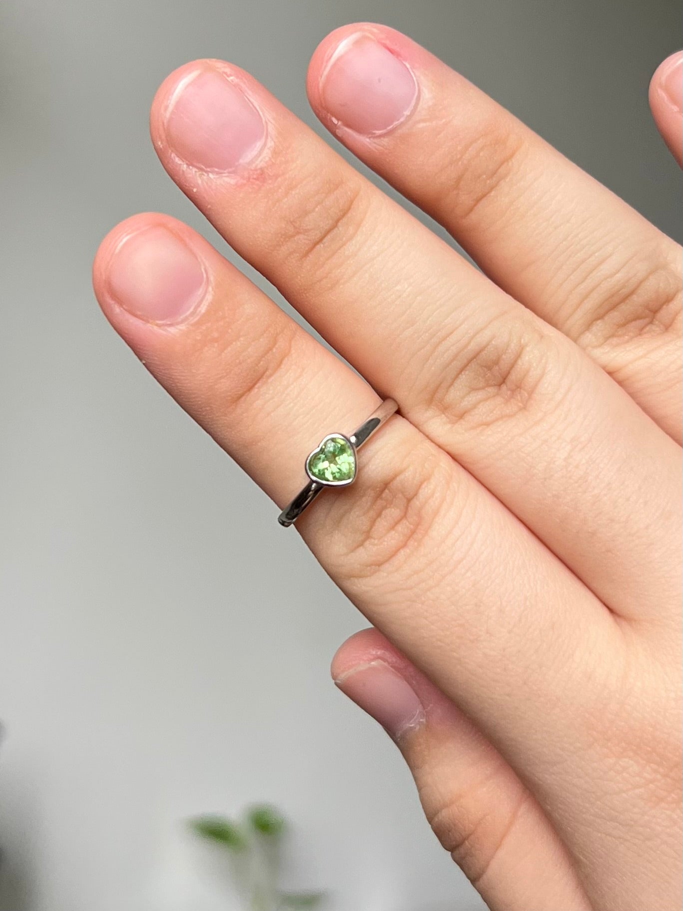 Tsavorite / Green Garnet Faceted Heart Ring ( RARE )