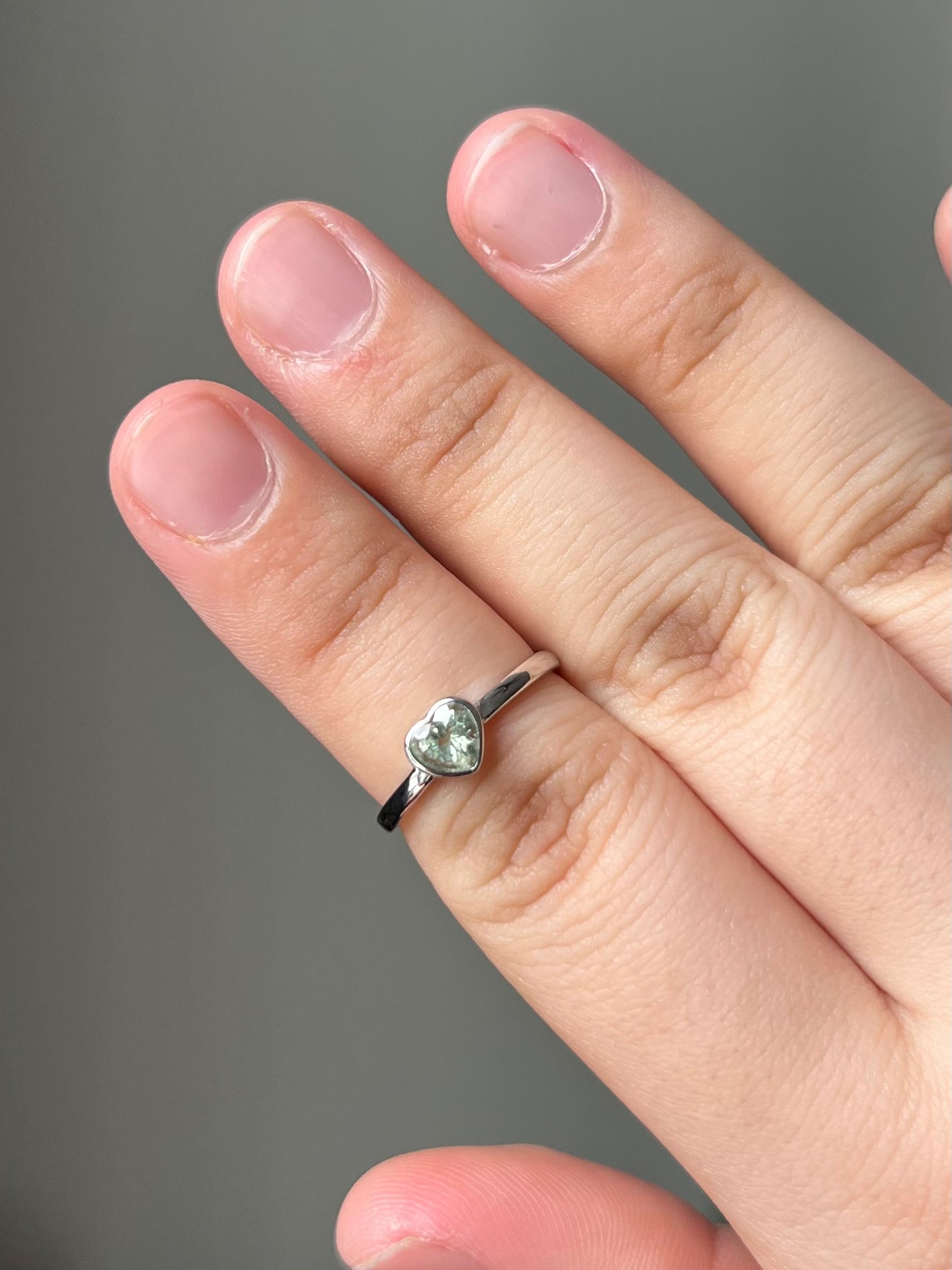 Light Mint Tourmaline Heart Ring