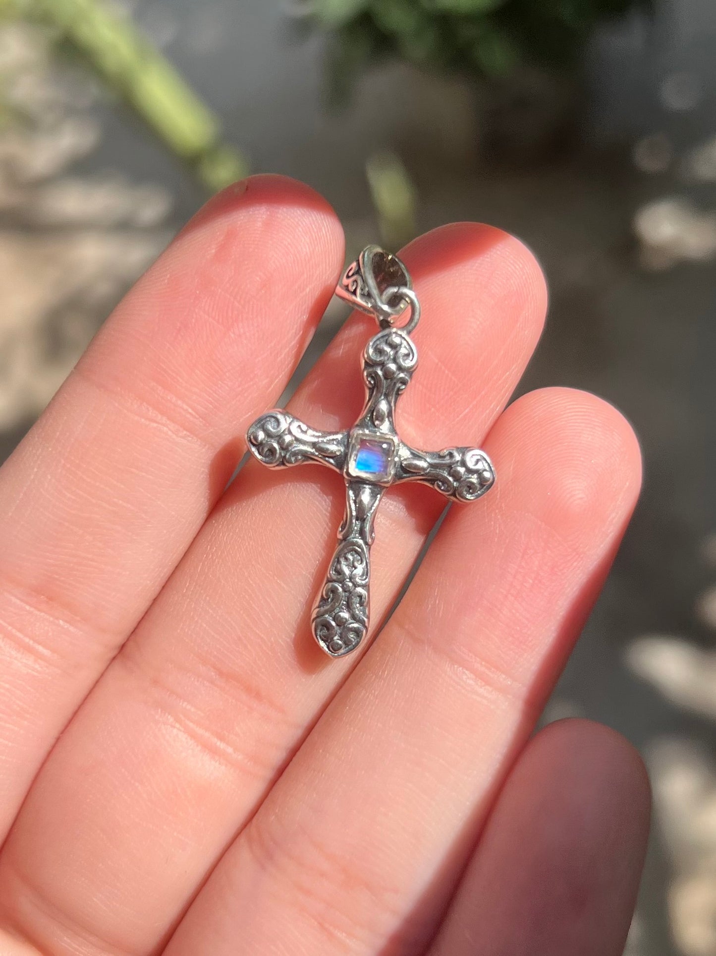 High Grade Sri Lanka Moonstone Cross Pendant