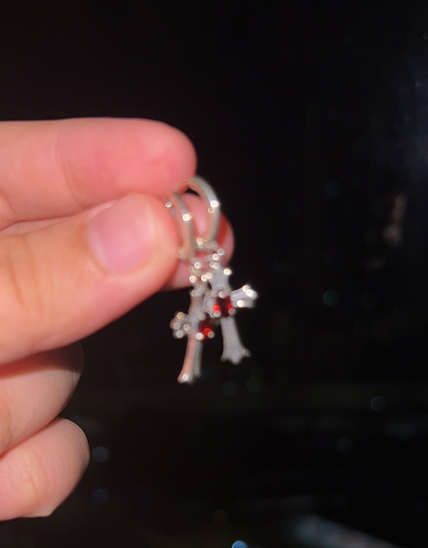 Gothic Garnet Cross Earrings