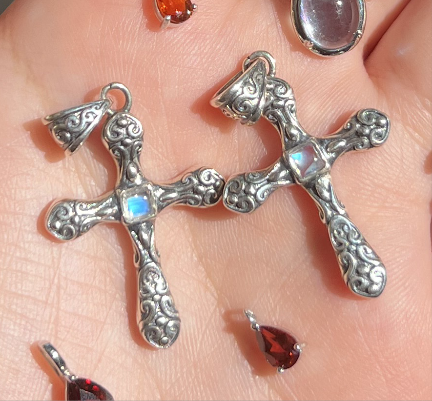High Grade Sri Lanka Moonstone Cross Pendant