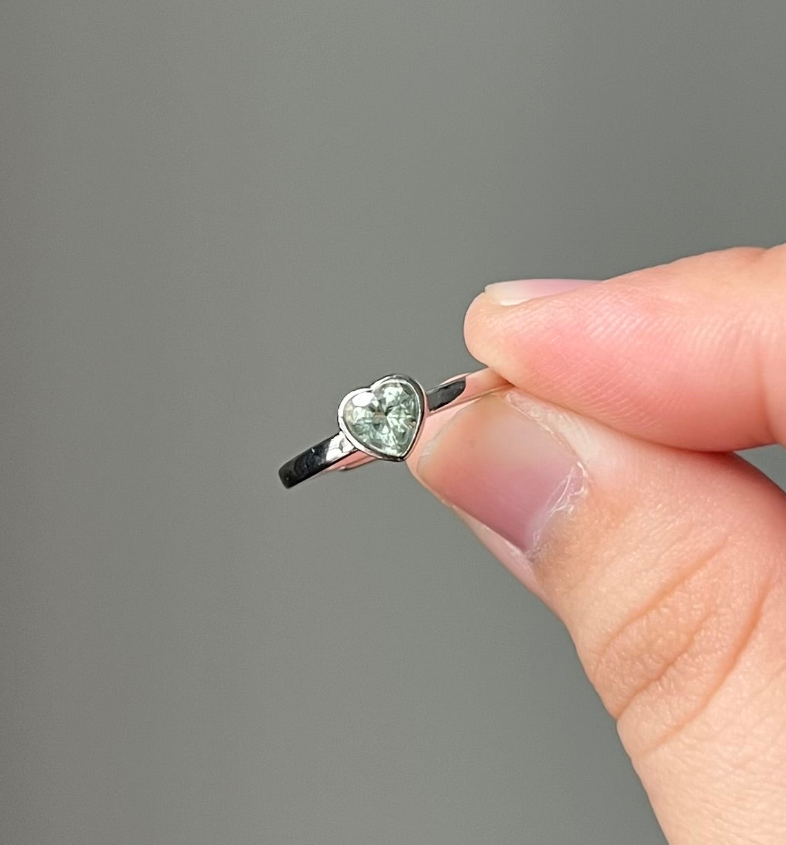 Light Mint Tourmaline Heart Ring