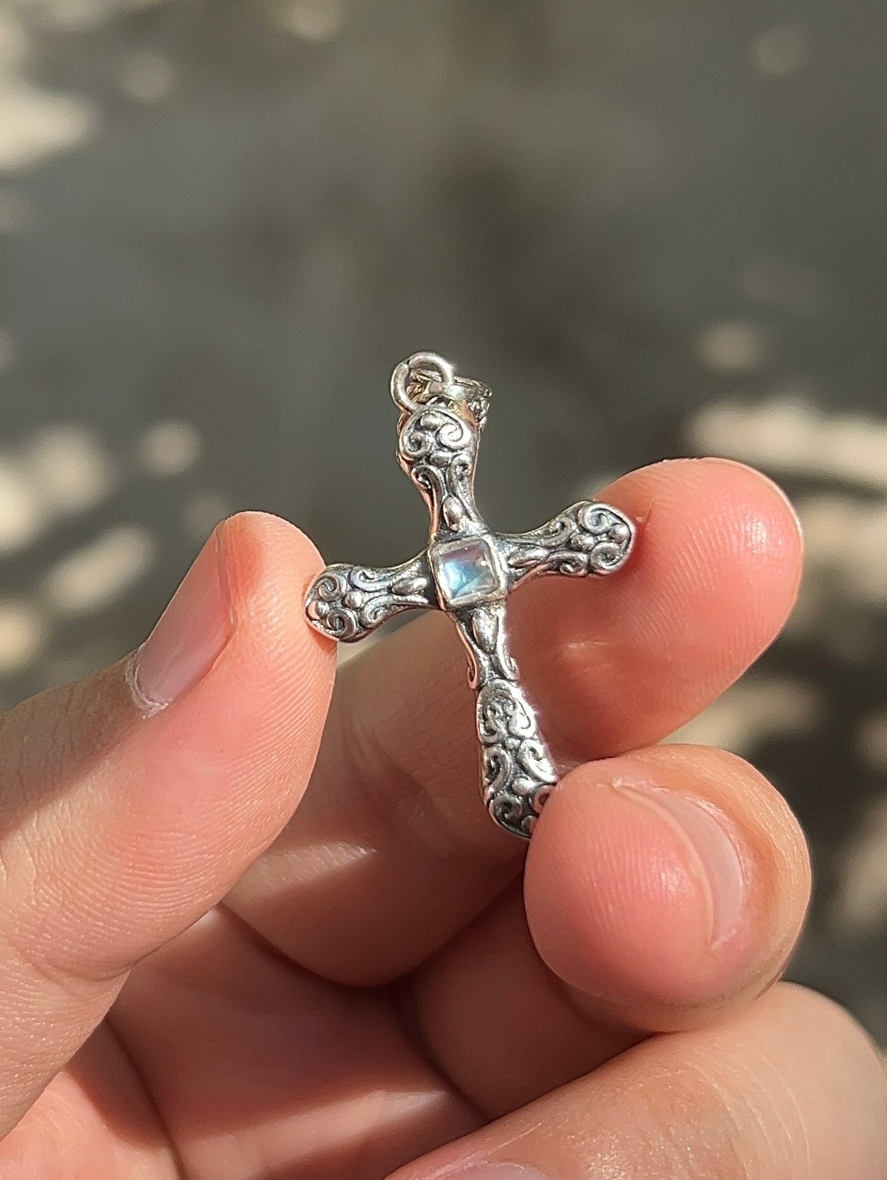 High Grade Sri Lanka Moonstone Cross Pendant