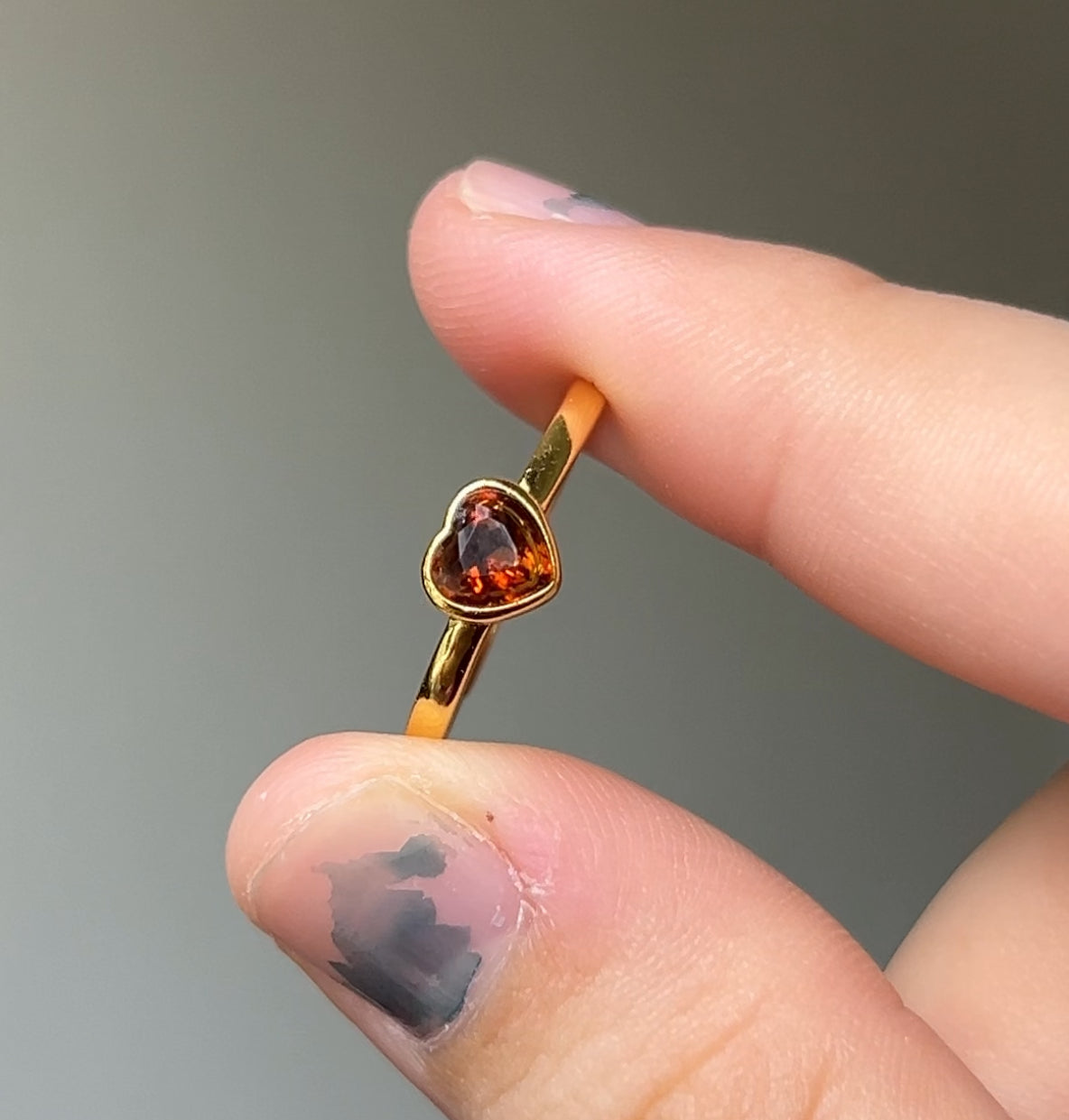 Yellow Tourmaline Heart Ring ( RARE )