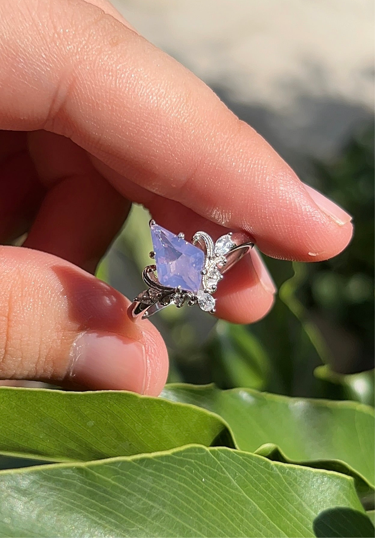 Kite Cut Lavender Moon Quartz Ring