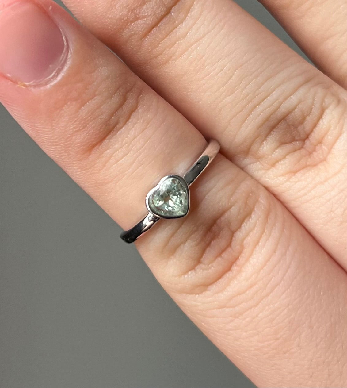 Light Mint Tourmaline Heart Ring