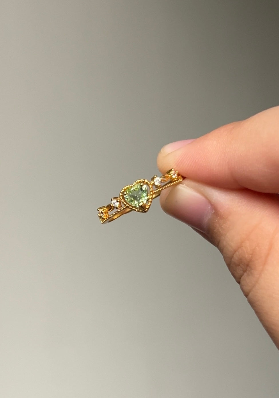 Green Tourmaline Heart Ring