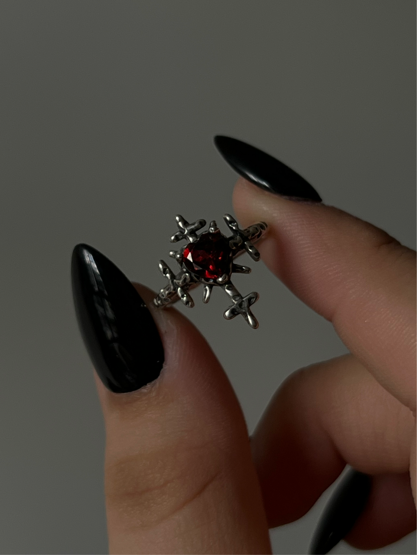 Faceted Garnet Heart Ring