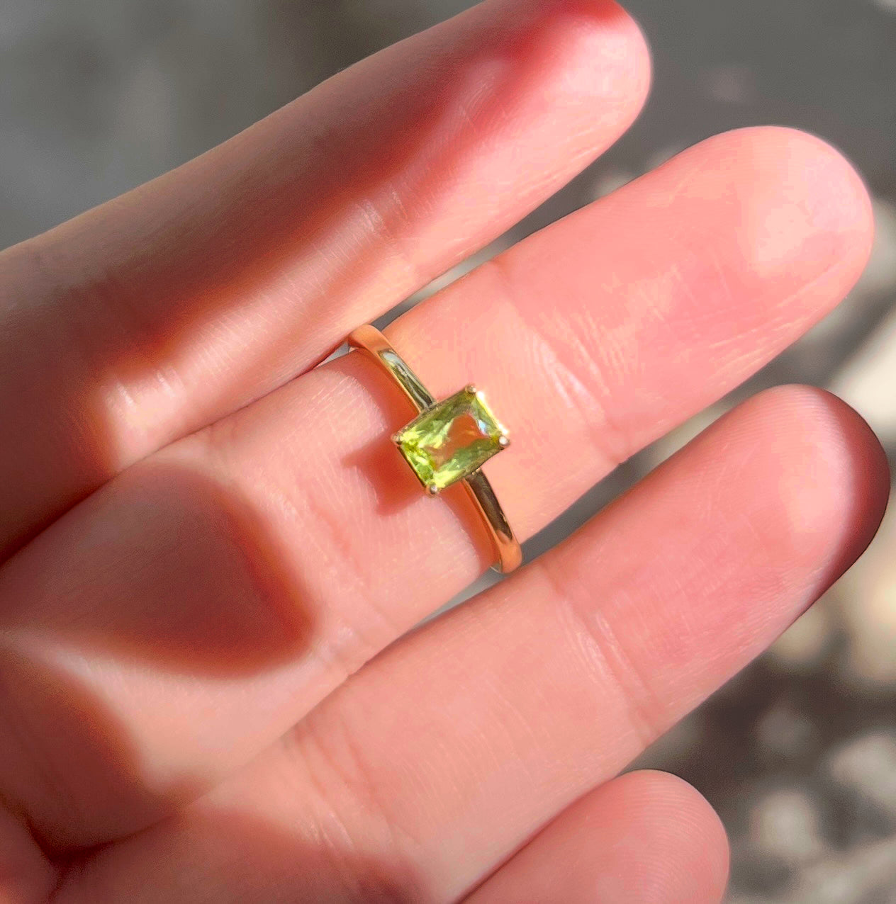Scissor Cut Peridot Gold Plated Ring