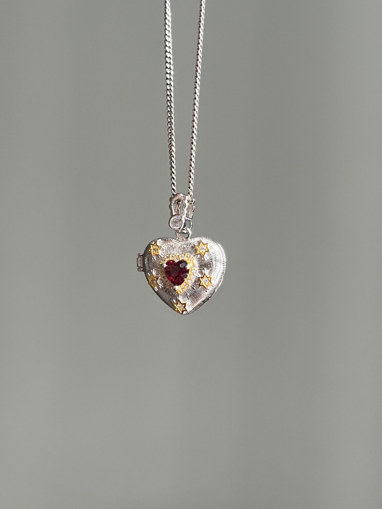 The Heart - Garnet Faceted Heart Locket Pendant