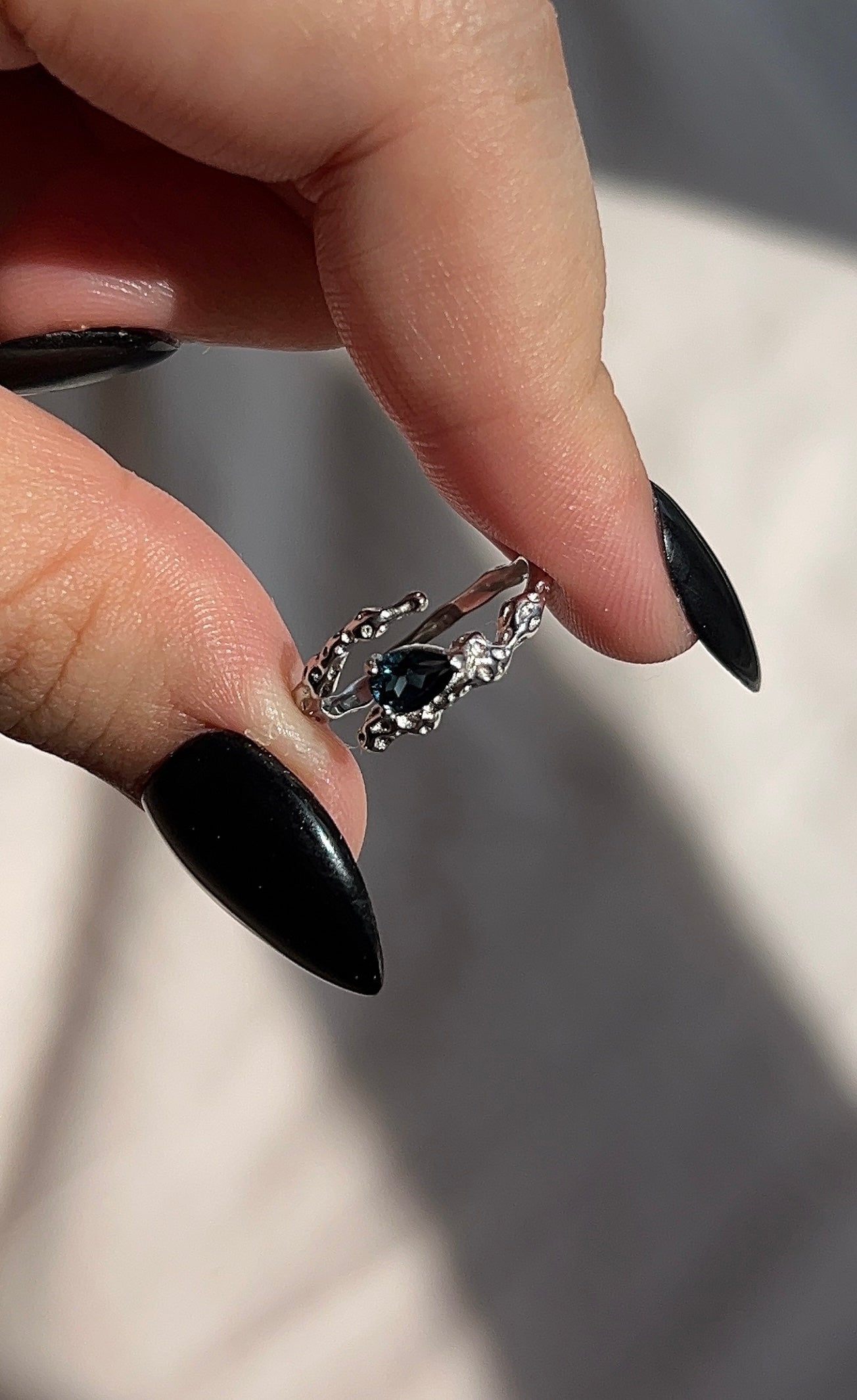 Pear Cut London Blue Topaz Ring