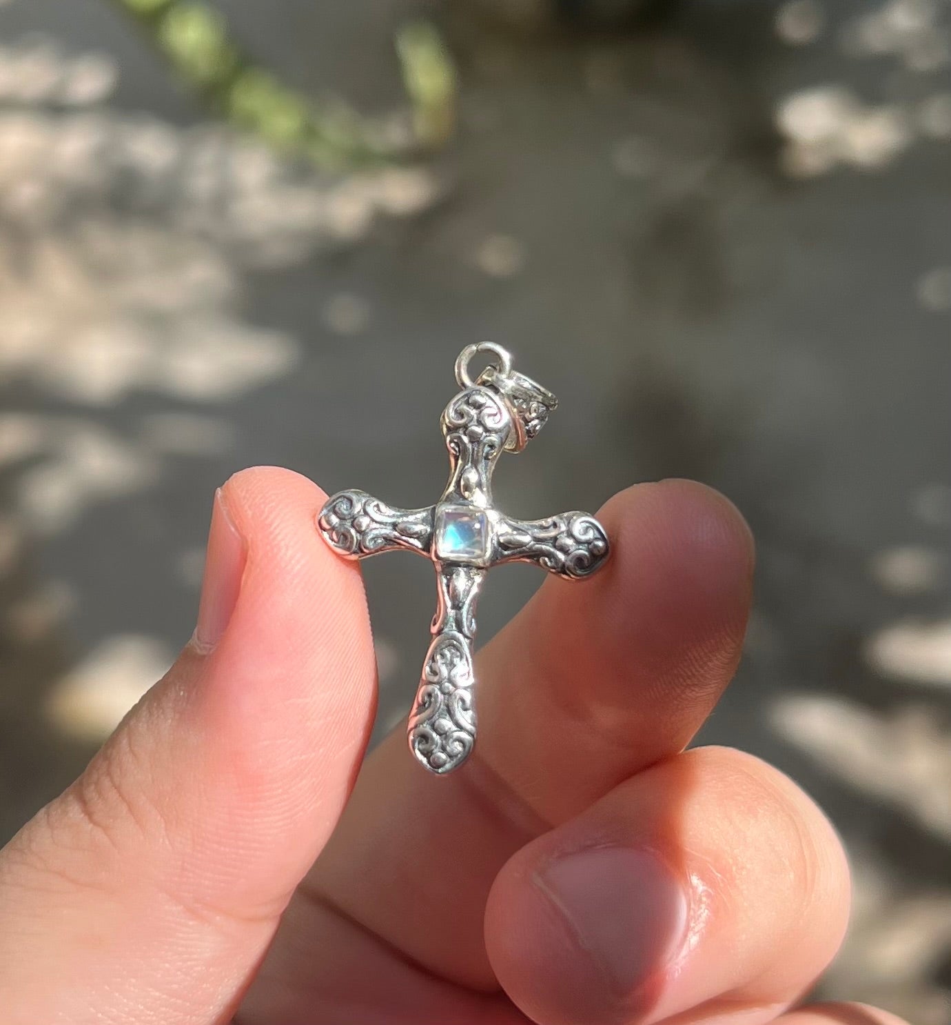 High Grade Sri Lanka Moonstone Cross Pendant