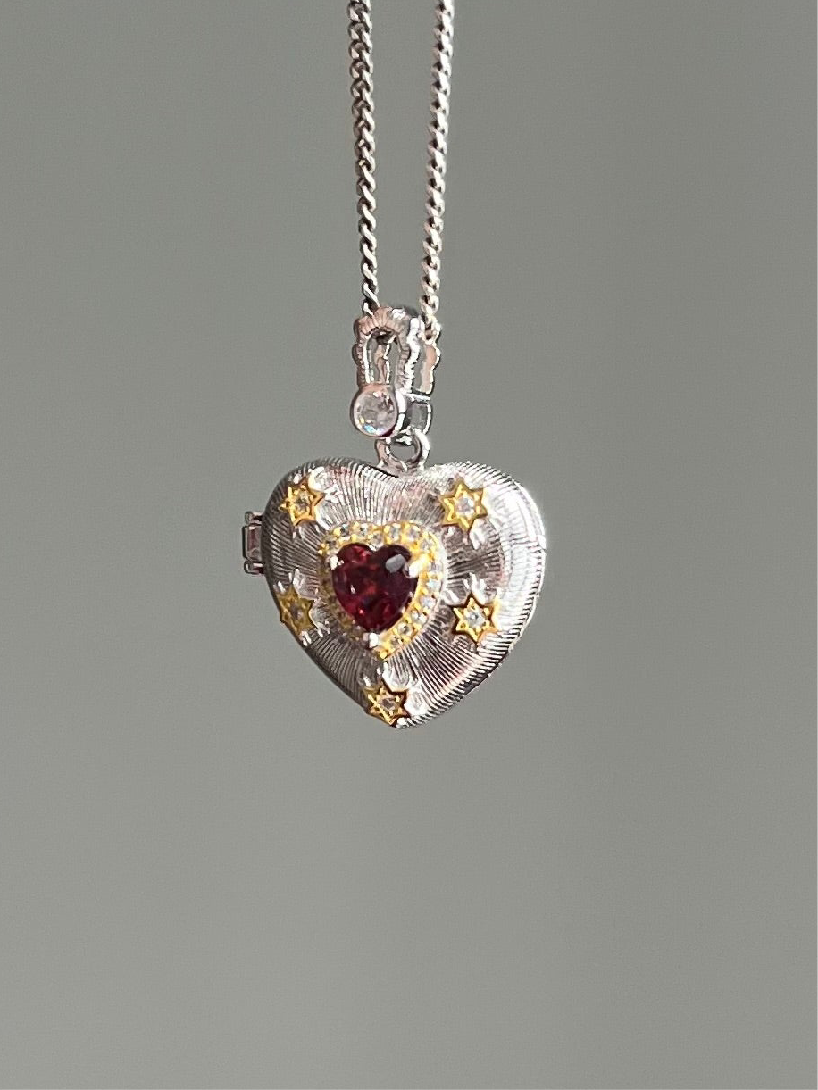 The Heart - Garnet Faceted Heart Locket Pendant