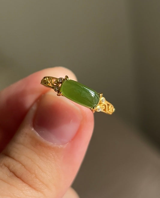 和田玉 Hetian Jade Gold Plated Ring