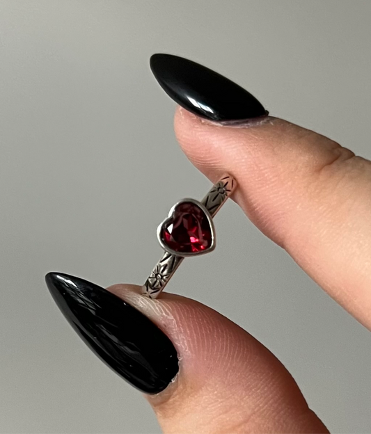 Garnet Heart Ring