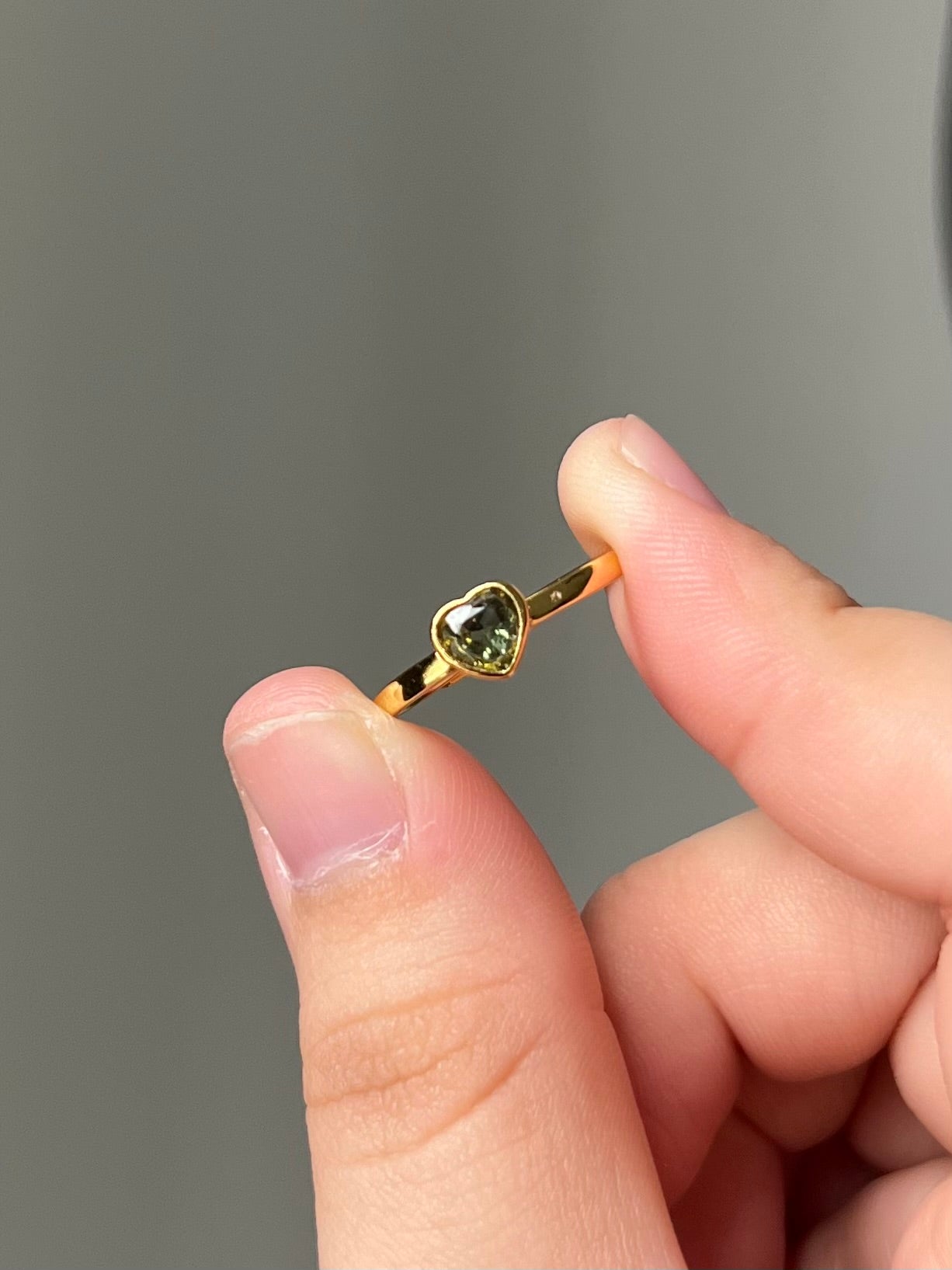 Green Tourmaline Heart Ring
