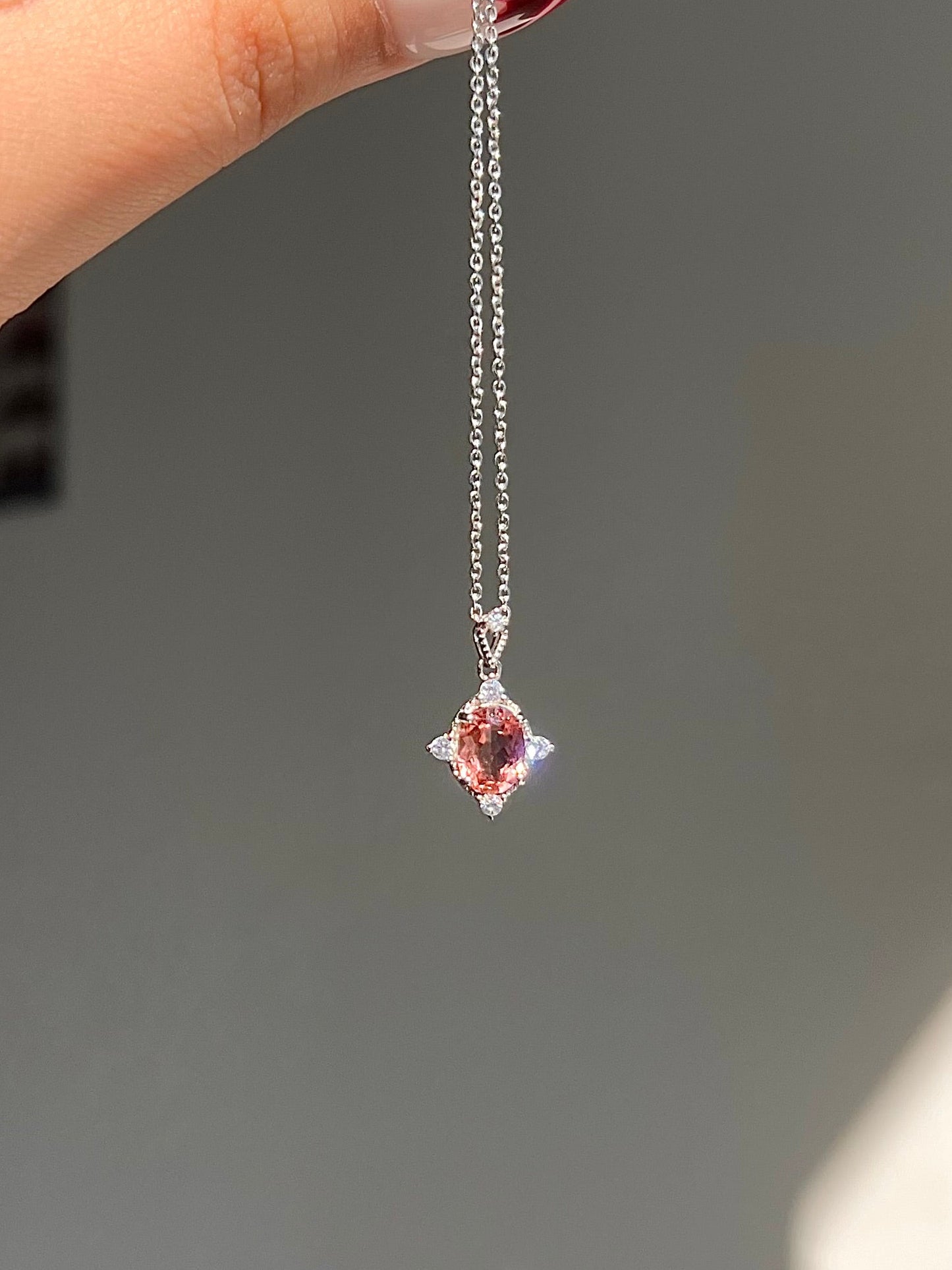 Peach Pink Tourmaline Pendant