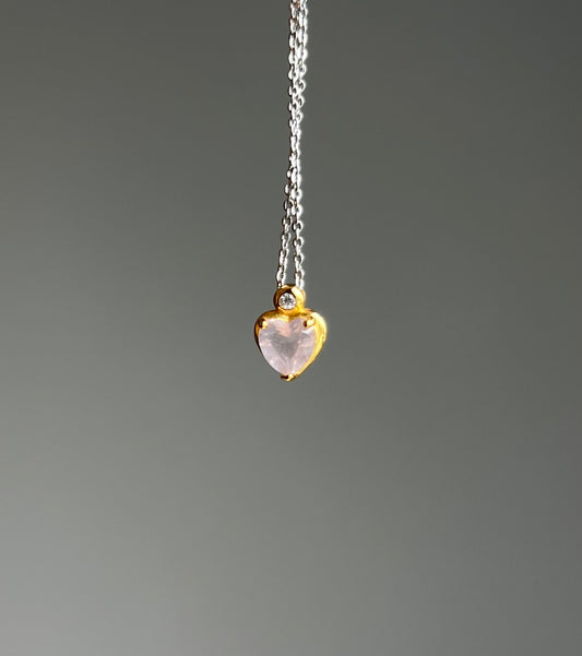 Rose Quartz Faceted Heart Pendant