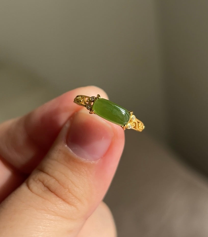 和田玉 Hetian Jade Gold Plated Ring