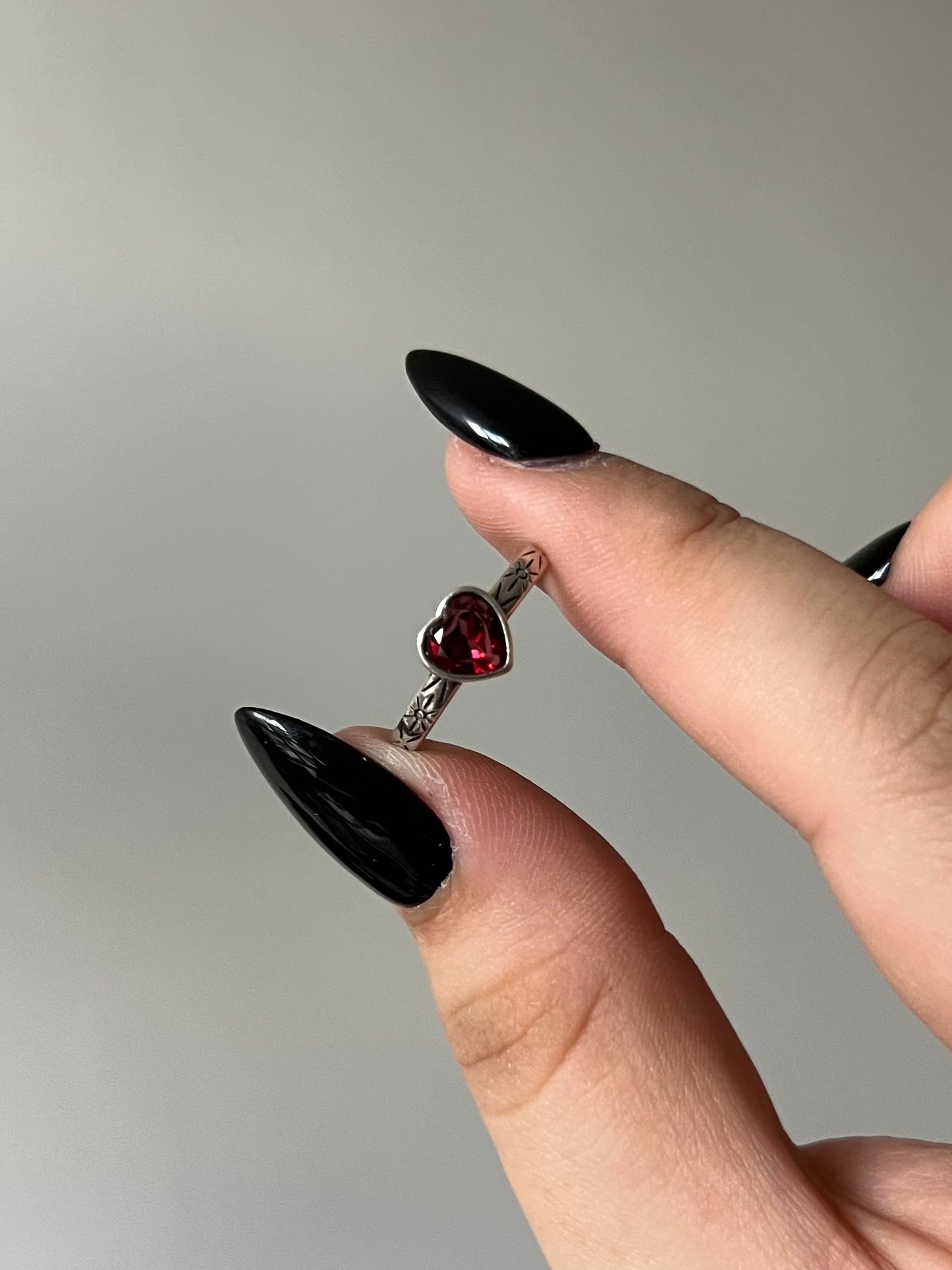 Garnet Heart Ring