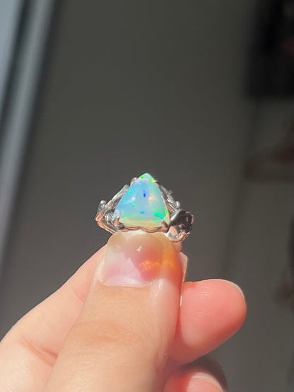 2.4 Carat High Quality Ethiopian Opal Triangle Ring