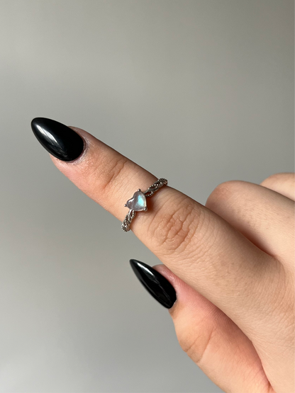 Labradorite Heart Ring