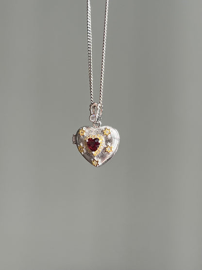 The Heart - Garnet Faceted Heart Locket Pendant