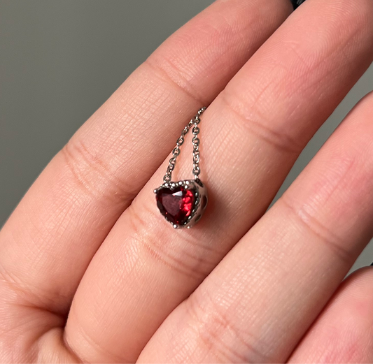 Faceted Heart Garnet Pendant