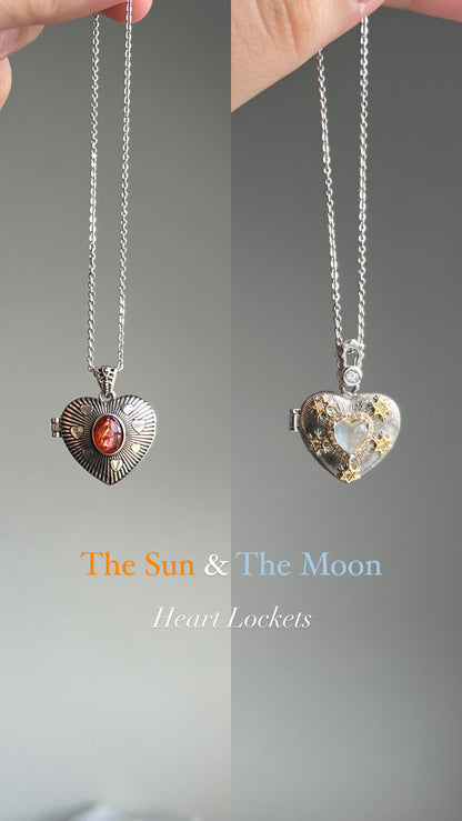 The Sun & The Moon Heart Lockets