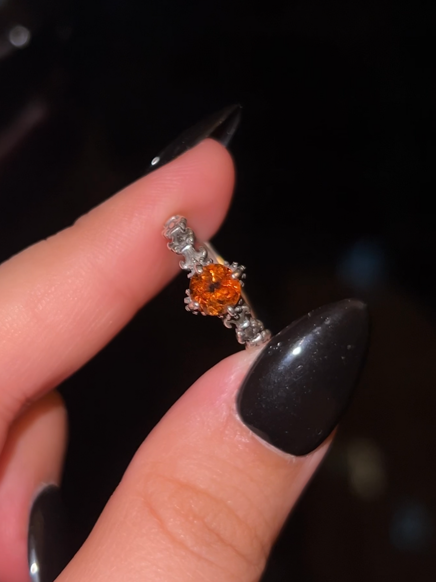 Tangerine Citrine Round Ring
