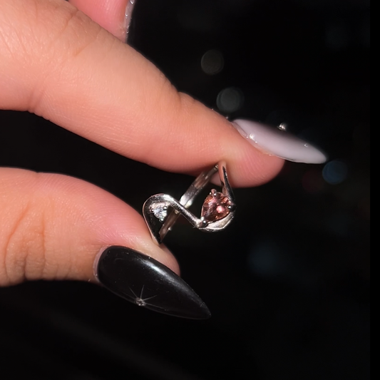 Pink Tourmaline Pear Cut Ring