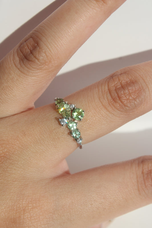 Green Tourmaline Tiara Ring