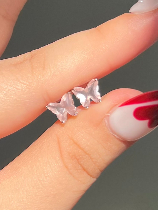 Butterfly Rose Quartz Earstuds