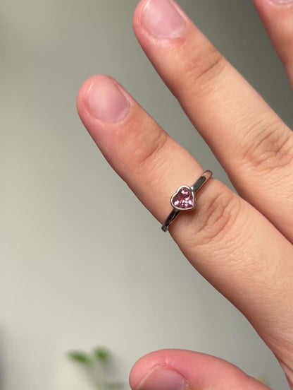 Pink Tourmaline Heart Ring