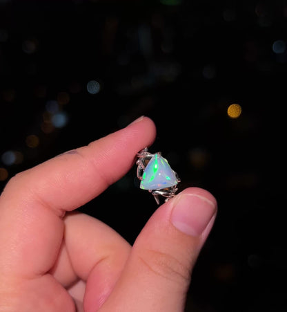 2.4 Carat High Quality Ethiopian Opal Triangle Ring