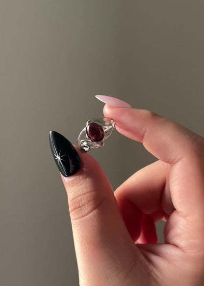 AA Dark Red Oval Garnet Ring