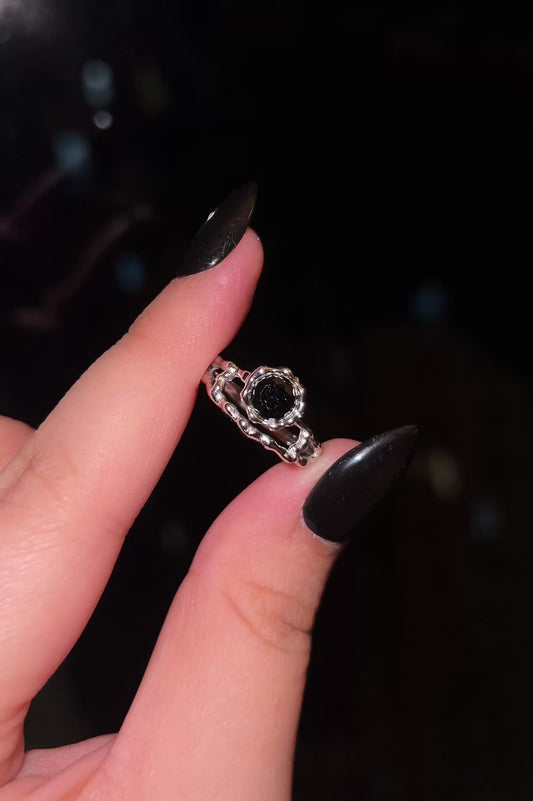 Black Spinel Round Ring