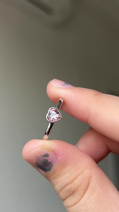 Pink Tourmaline Heart Ring