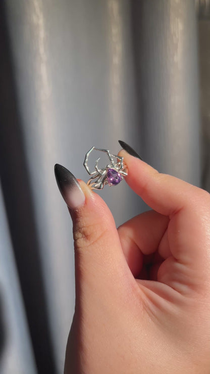 Amethyst Pear Spider Ring