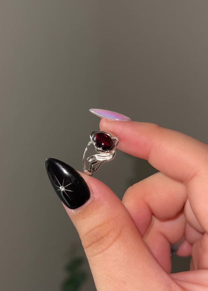 AA Dark Red Oval Garnet Ring