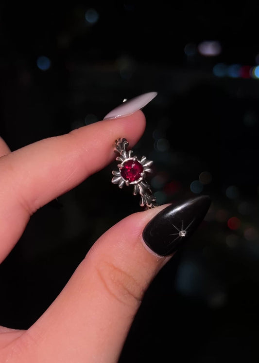 Garnet Round Cut Ring
