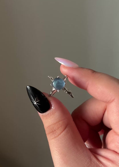Intense Blue Round Aquamarine Ring