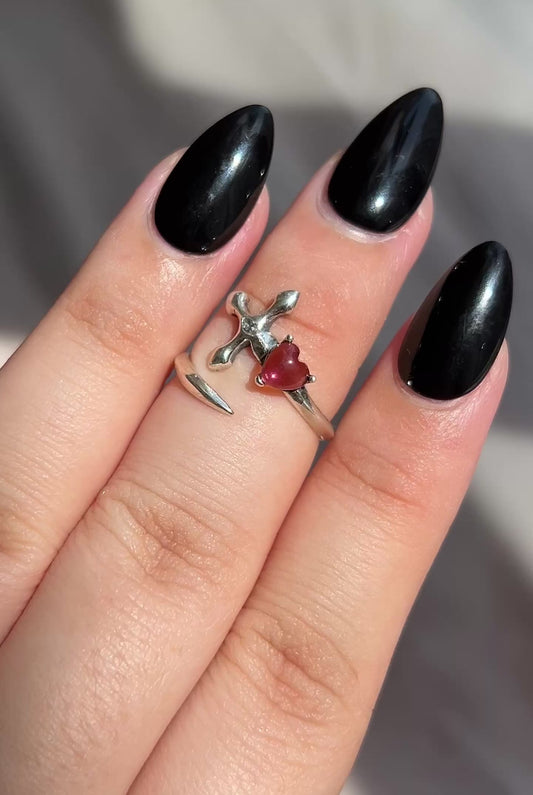 Maroon Pink Tourmaline Sword Ring