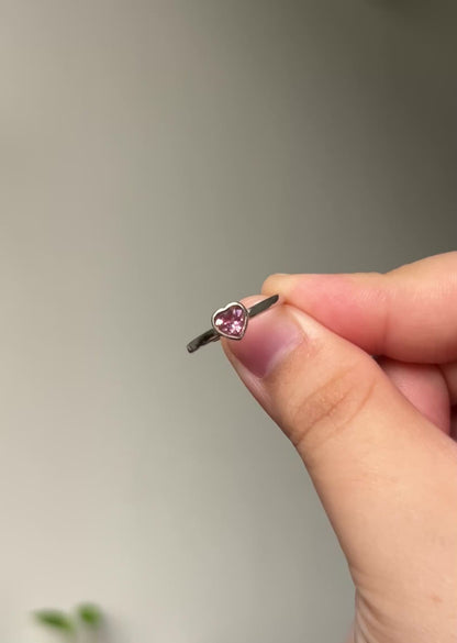Pink Tourmaline Heart Ring