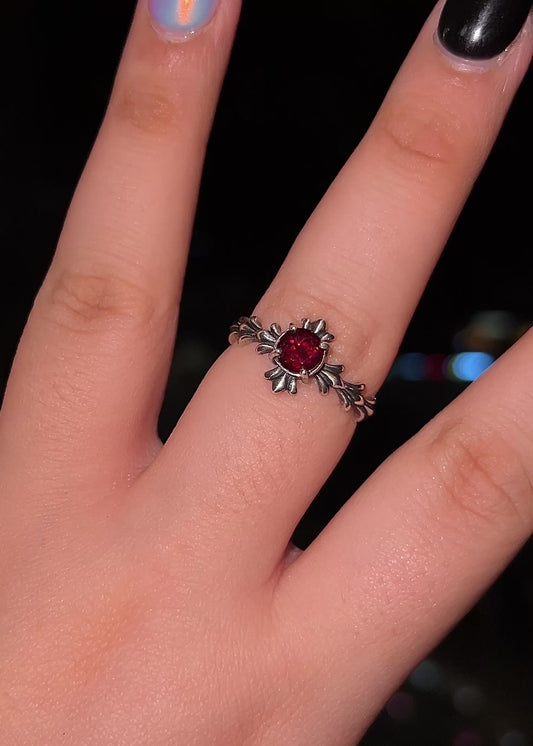 Garnet Round Cut Ring