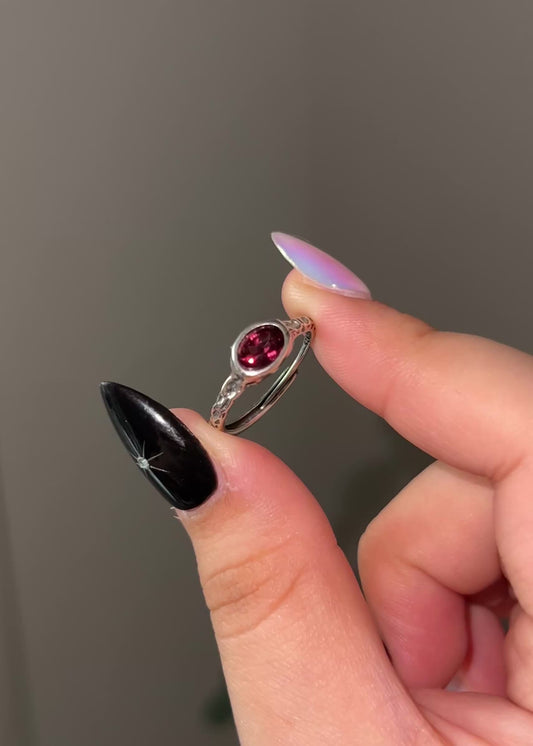 Oval Cut Rhodolite Garnet Ring