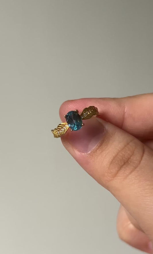 Blue Topaz In Gold Plated Sliver Ring