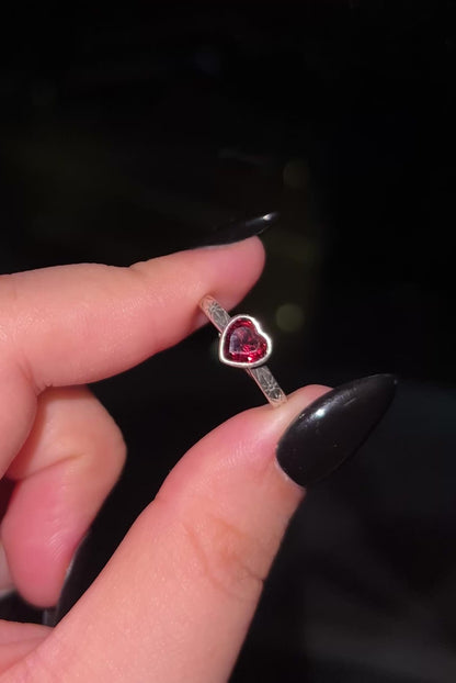 Garnet Heart Ring