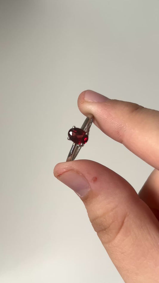 Oval Cut Garnet Dainty Ring