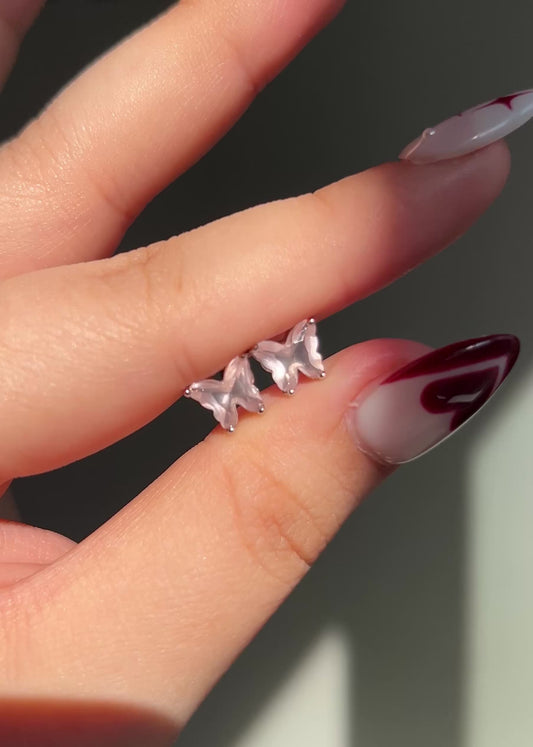 Butterfly Rose Quartz Earstuds